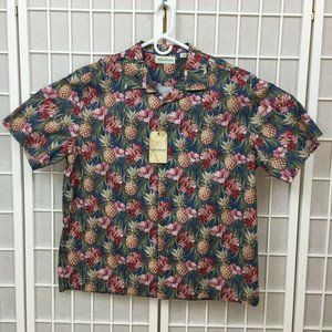 Caribbean Roundtree & Yorke Hawaiian Shirt Men's Size XL Pineapple Floral NWT